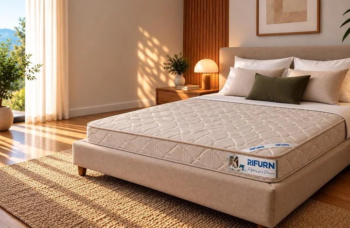 Rifurn PU Plus mattress, in a bedroom